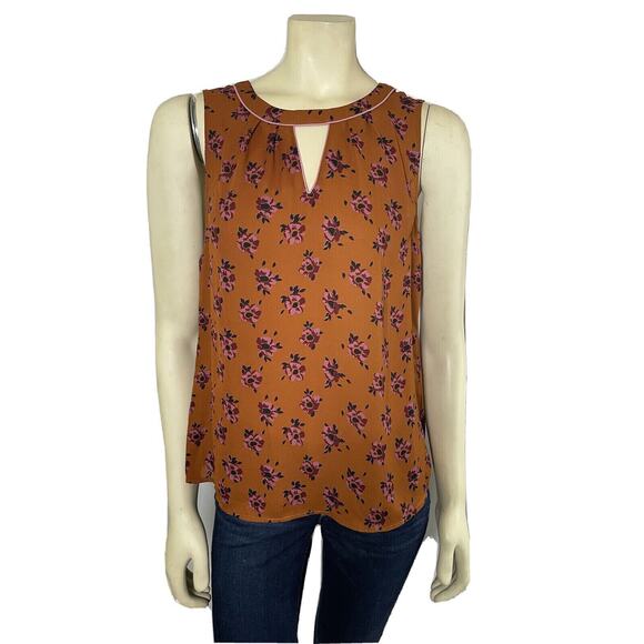 Modcloth Medium Rust Envisioned Aesthetic Sleeveless Top Floral - Picture 4 of 6